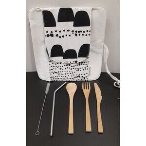 EUC Hali Hali Cutlery Set Bamboo Eco Friendly 6 pc Reusable Utensil Set